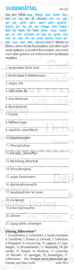 Der Körper kann jemandem gehören, das Herz nicht - Silbenrätsel KW 5225