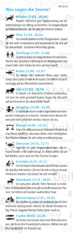 Wochenhoroskop KW 0226