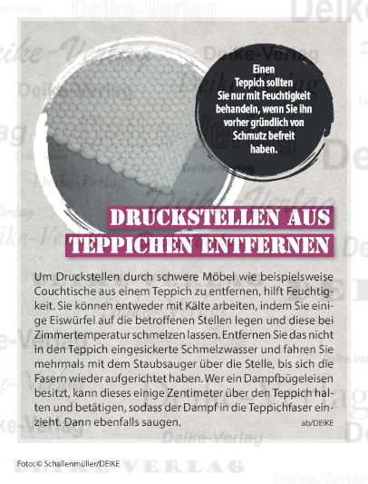 Druckstellen aus dem Teppich entfernen