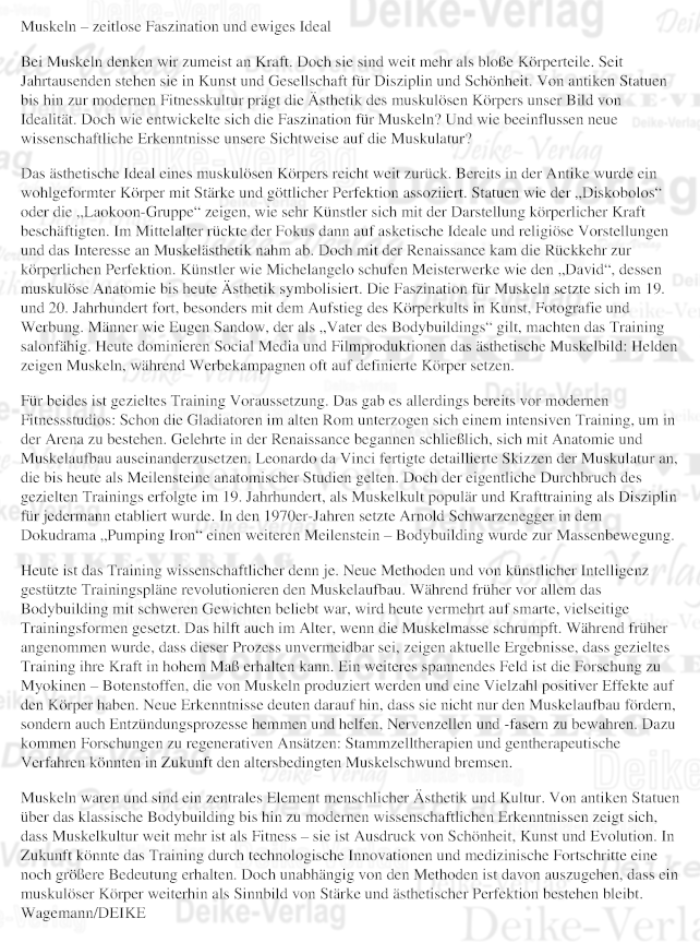 Muskeln – zeitlose Faszination und ewiges Ideal