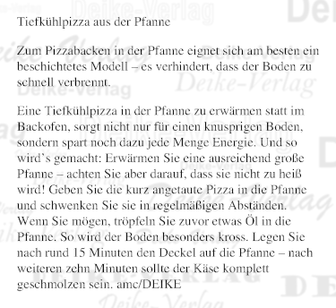 Tiefkühlpizza in der Pfanne