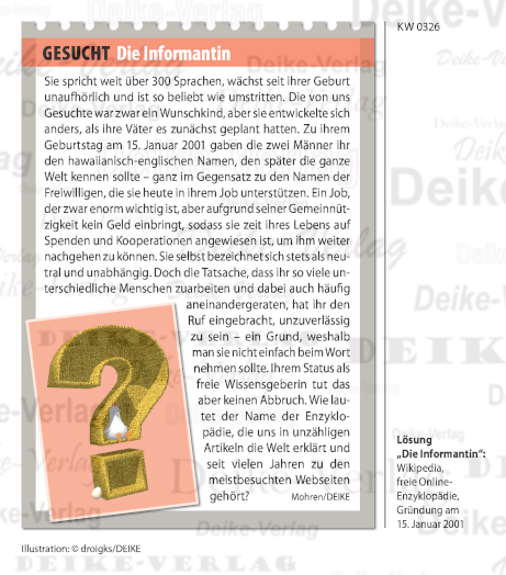 Wikipedia - Texträtsel KW 0326