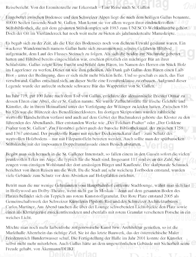 St. Gallen - Reisebericht