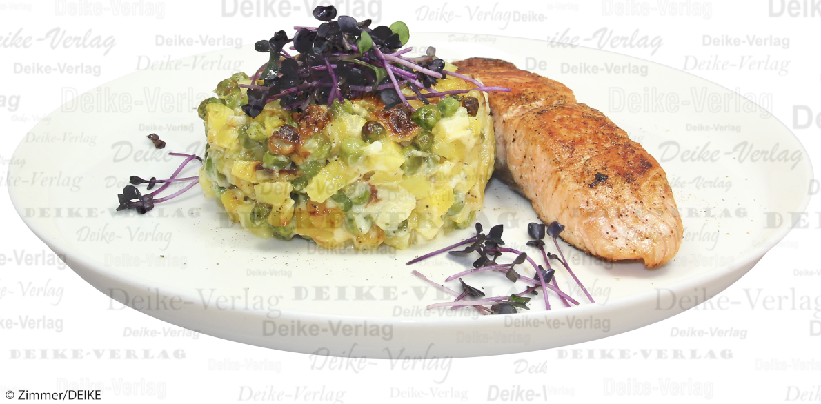 Lachs mit Erbsen-Kartoffel-Gratin