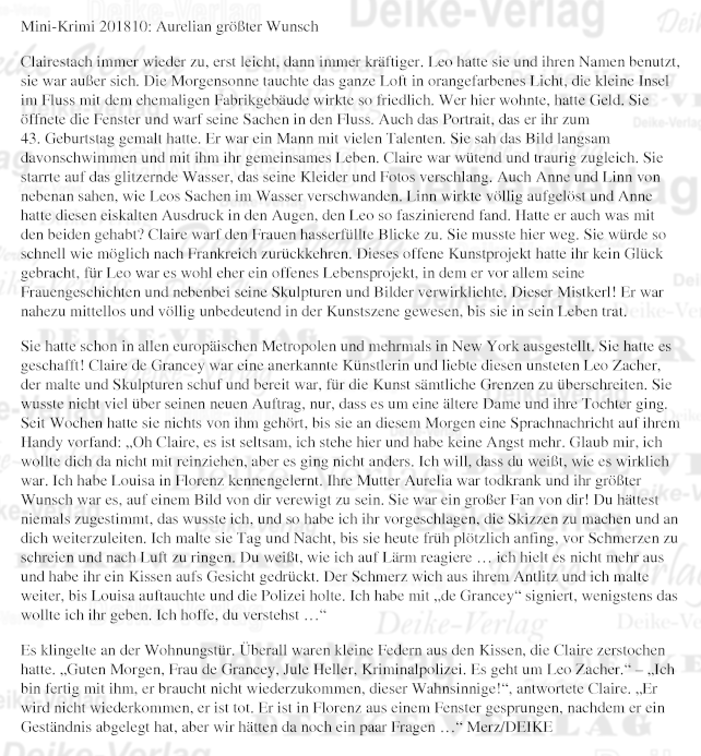 Aurelias größter Wunsch - Mini-Krimi 201810