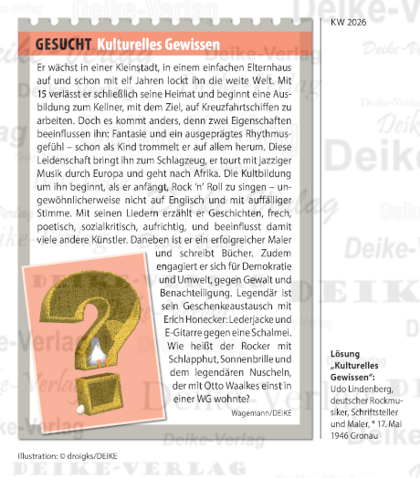 Udo Lindenberg (Personenrätsel) KW 2026