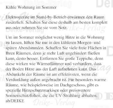Kühle Wohnung im Sommer