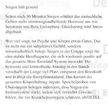 Singen hält gesund