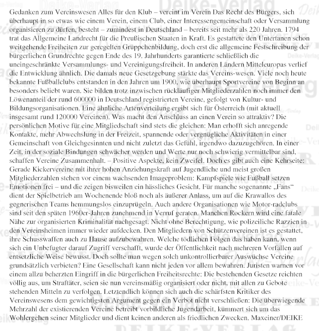 Thema: Vereinswesen