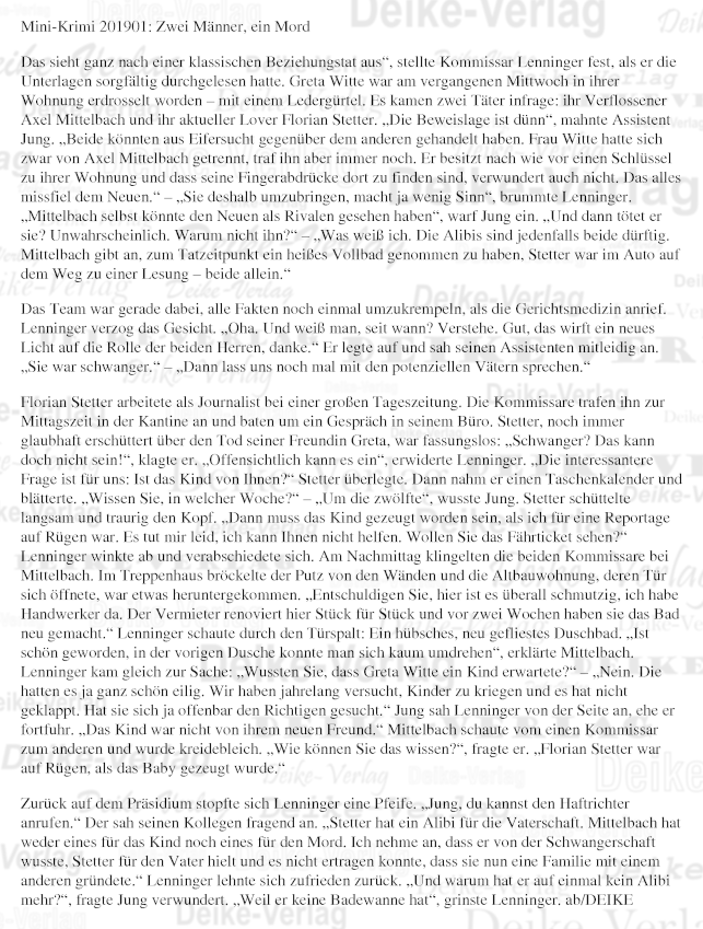 Zwei Männer, ein Mord - Mini-Krimi 201901