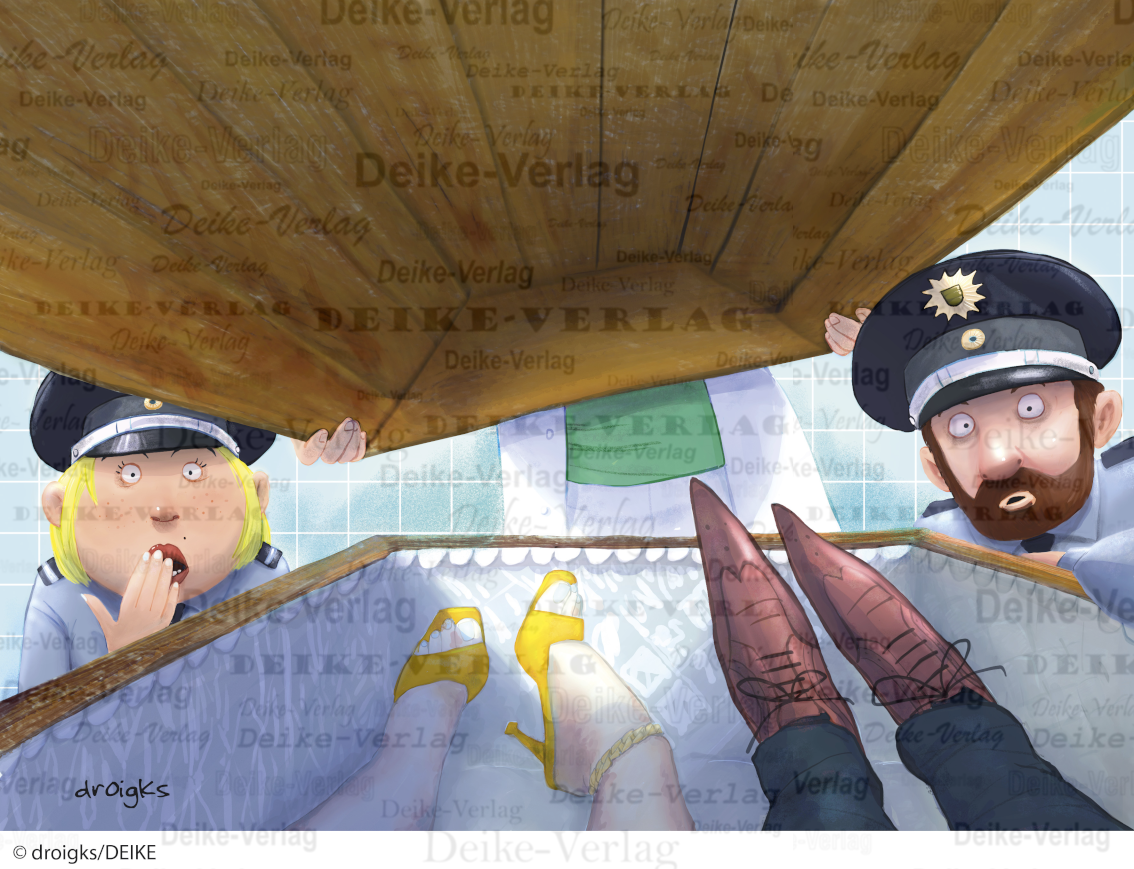 Sarg und Polizisten
