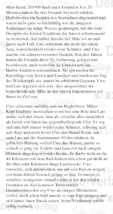 Spaß unter Freunden - Mini-Krimi 201909