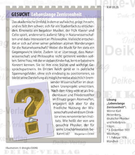Werner Heisenberg - Personenrätsel KW 0626