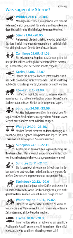 Wochenhoroskop KW 4925