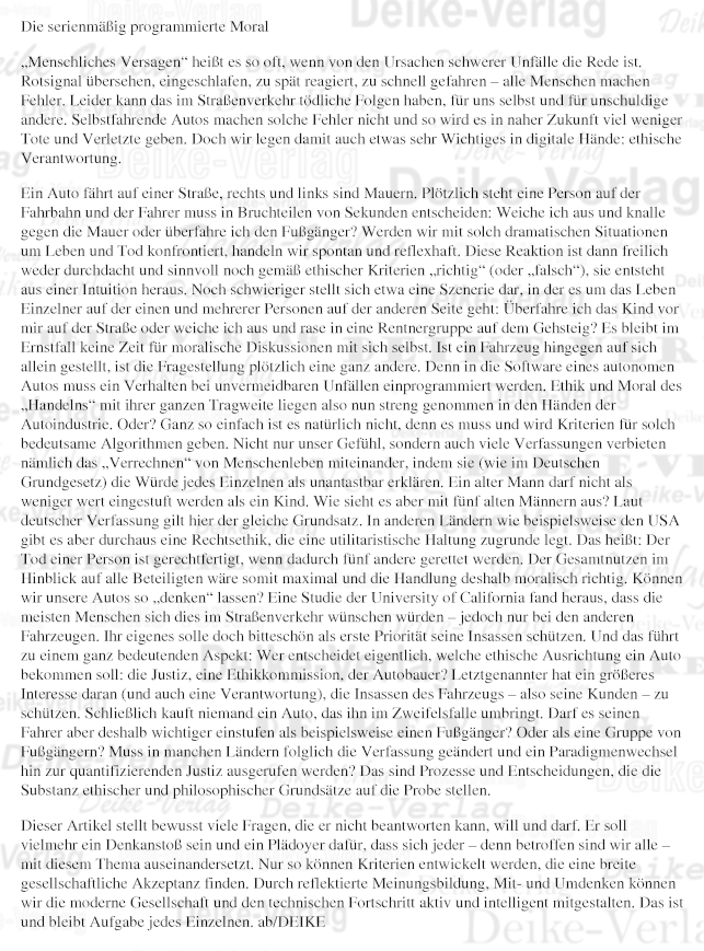 Thema: Moral in der Technik