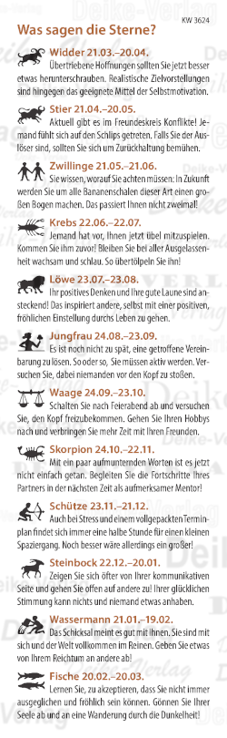 Wochenhoroskop KW 3624