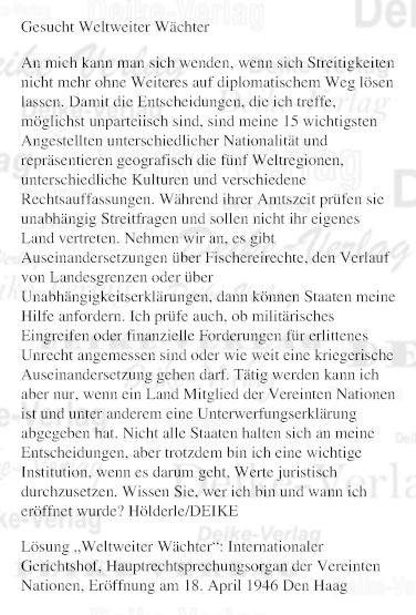 Internationaler Gerichtshof (Texträtsel) KW 1626