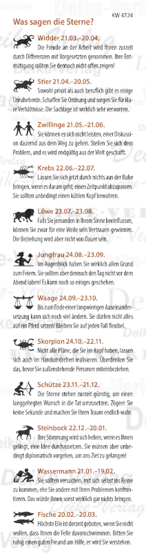 Wochenhoroskop KW 4724