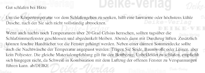 Gut schlafen bei Hitze