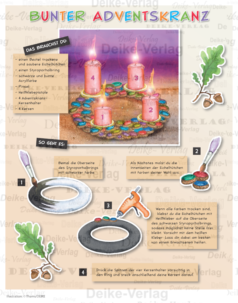 Bunter Adventskranz