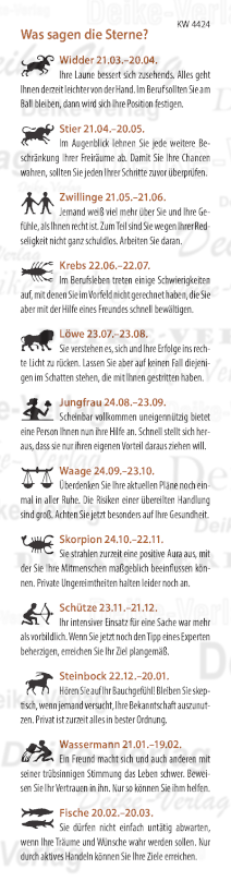 Wochenhoroskop KW 4424