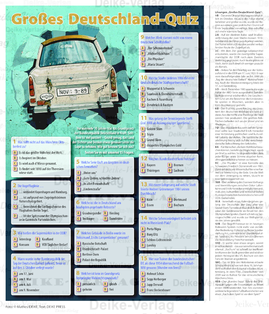 Deutschland - Quizpaket 15 Fragen