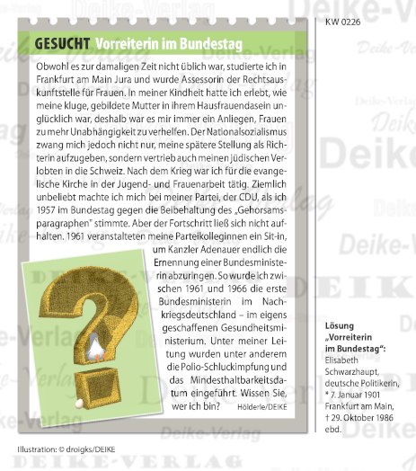 Elisabeth Schwarzhaupt - Personenrätsel KW 0226