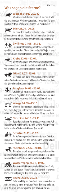 Wochenhoroskop KW 3724