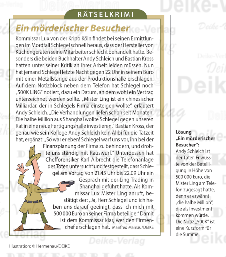 Ein mörderischer Besucher (Kommissar Lux)