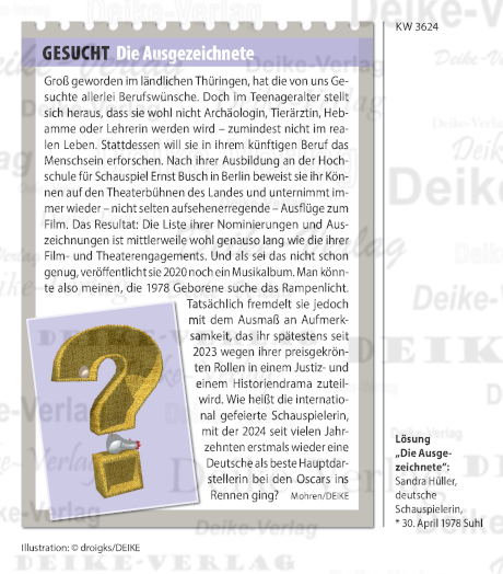 Sandra Hüller - Personenrätsel KW 3624