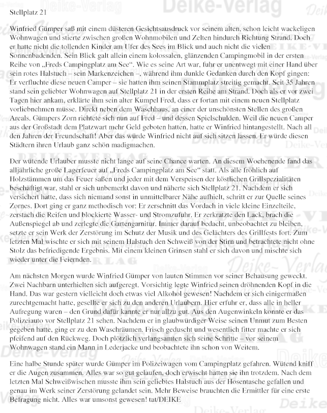 Stellplatz 21 - Mini-Krimi 201907