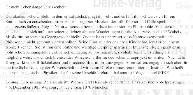 Werner Heisenberg - Personenrätsel KW 0626