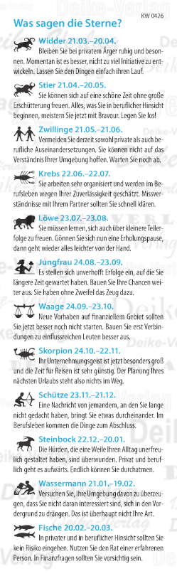 Wochenhoroskop KW 0426