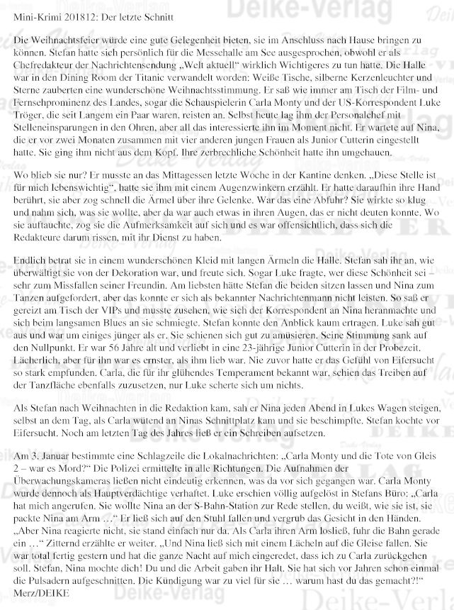 Der letzte Schnitt - Mini-Krimi 201812