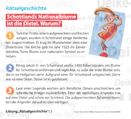 Nationalblume Schottlands - Rätselgeschichte