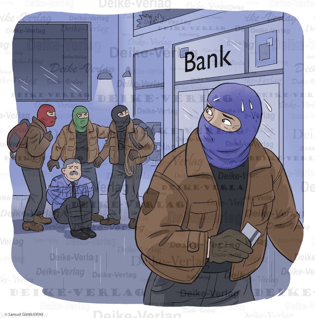 Vier Gestalten mit Masken