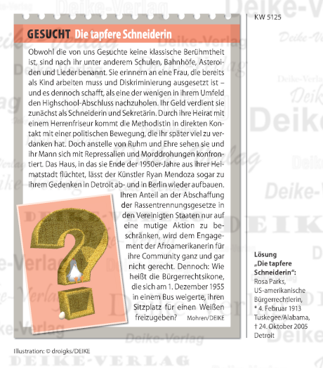 Rosa Parks - Personenrätsel KW 5125