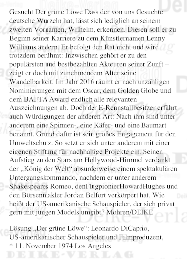 Leonardo DiCaprio - Personenrätsel KW 4624
