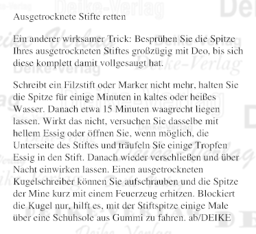 ausgetrocknete Stifte retten