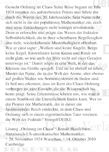 Benoît Mandelbrot - Personenrätsel KW 4724