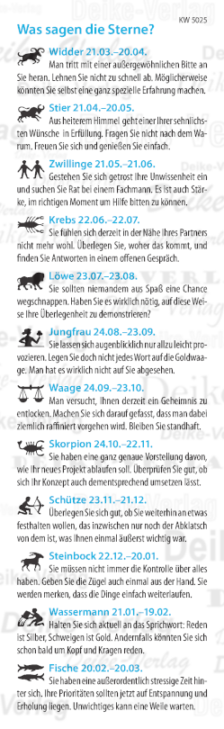 Wochenhoroskop KW 5025