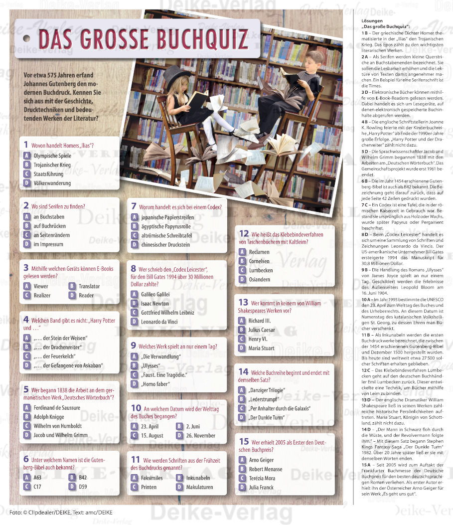 Bücher - Quiz mit 15 Fragen