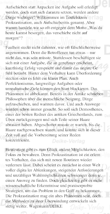 Aufschieben statt Anpacken