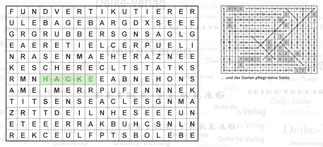 Gartengeräte - Buchstabensalate
