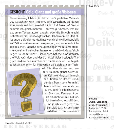 Kalifornien - Texträtsel KW 3625