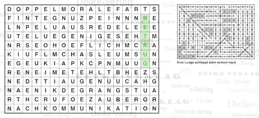 Rund um die Lüge / Unwahrheit - Buchstabensalate