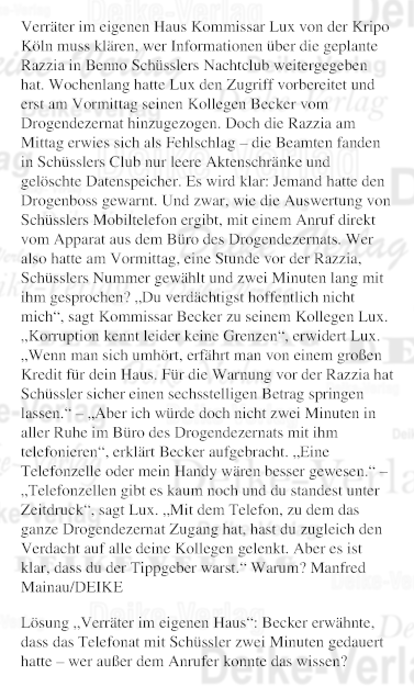 Verräter im eigenen Haus (Kommissar Lux)