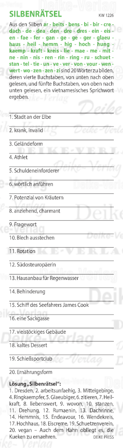 Auch dem Hahn obliegt es, die Küken zu ernähren - Silbenrätsel KW 1226