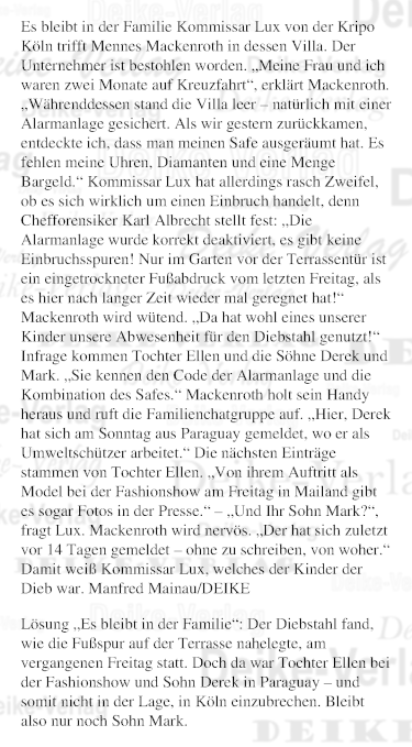 Es bleibt in der Familie (Kommissar Lux)