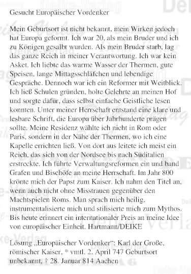 Karl der Große - Personenrätsel KW 5225